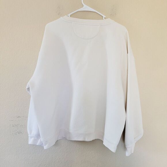 J.Crew Womens XXL Heritage Fleece Cropped Sweatshirt Ivory Gold Buttons Preppy - Picture 7 of 7